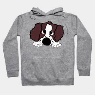 english springer spaniel liver white peeking cartoon Hoodie